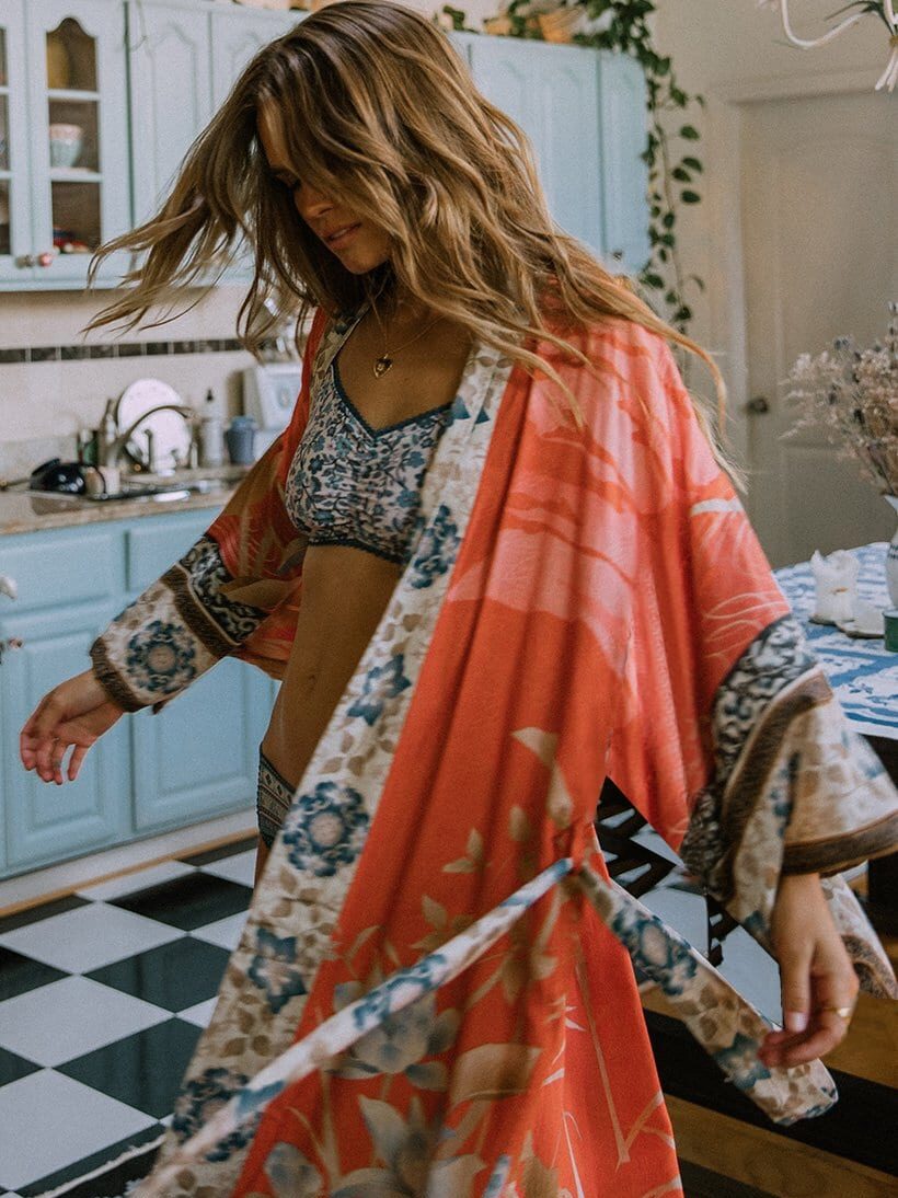 Pink and Green Kimono