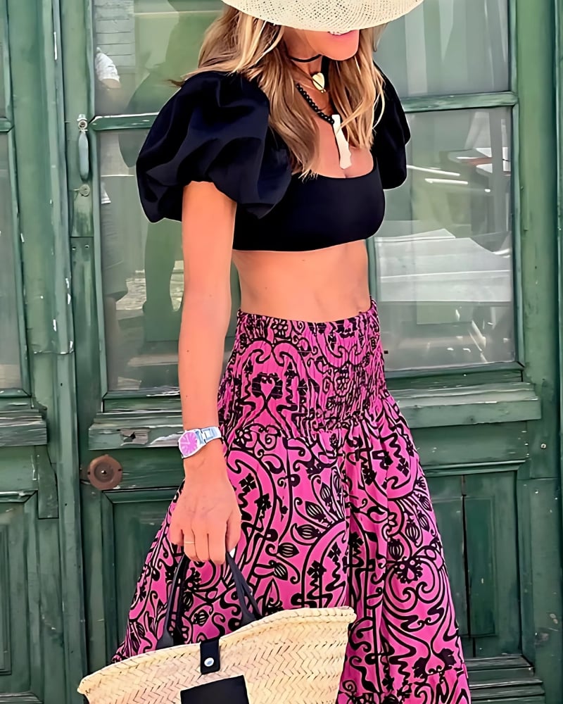 Pink Boho Maxi Skirt