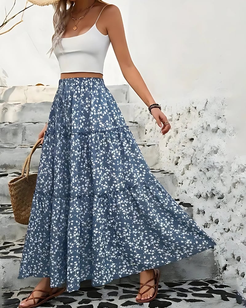 Elastic Waist Boho Skirt