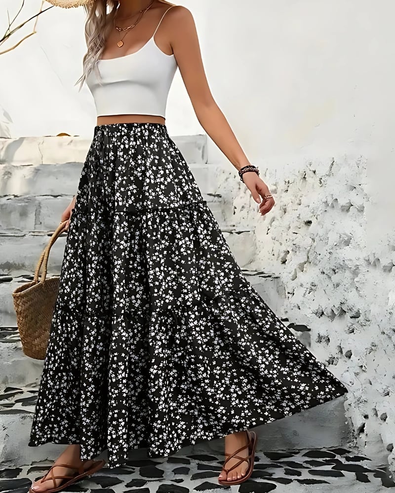 Elastic Waist Boho Skirt