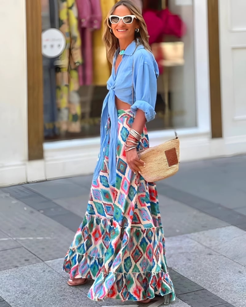 Boho Ruffle Maxi Skirt