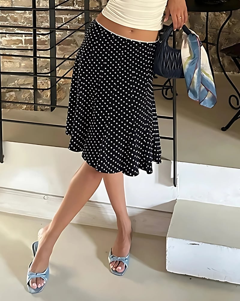 Black Boho Midi Skirt