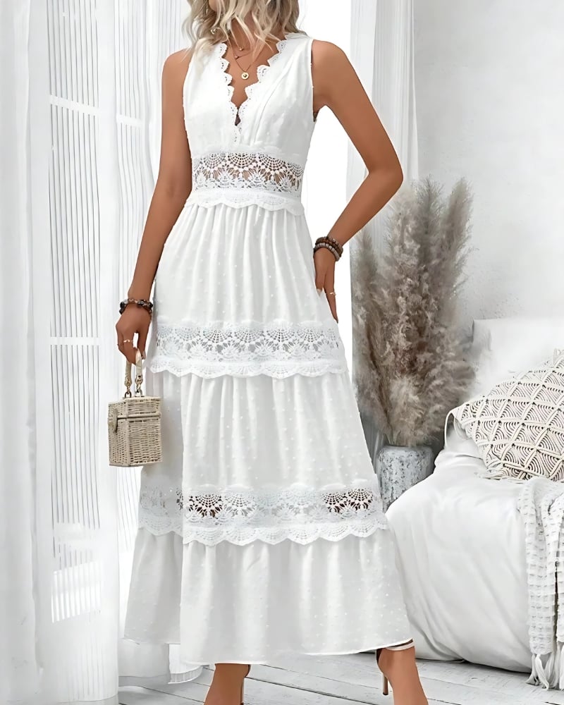 Tiered Maxi Dress White