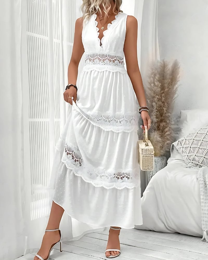 Tiered Maxi Dress White