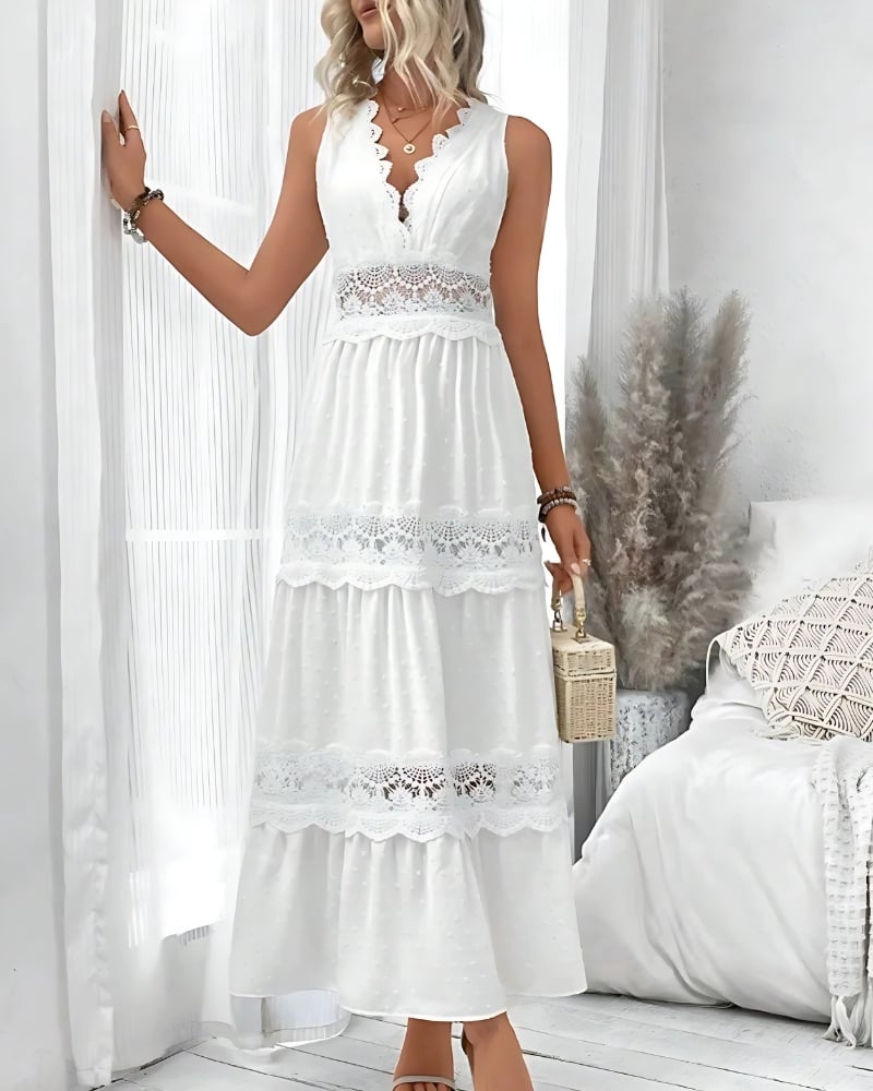 Tiered Maxi Dress White