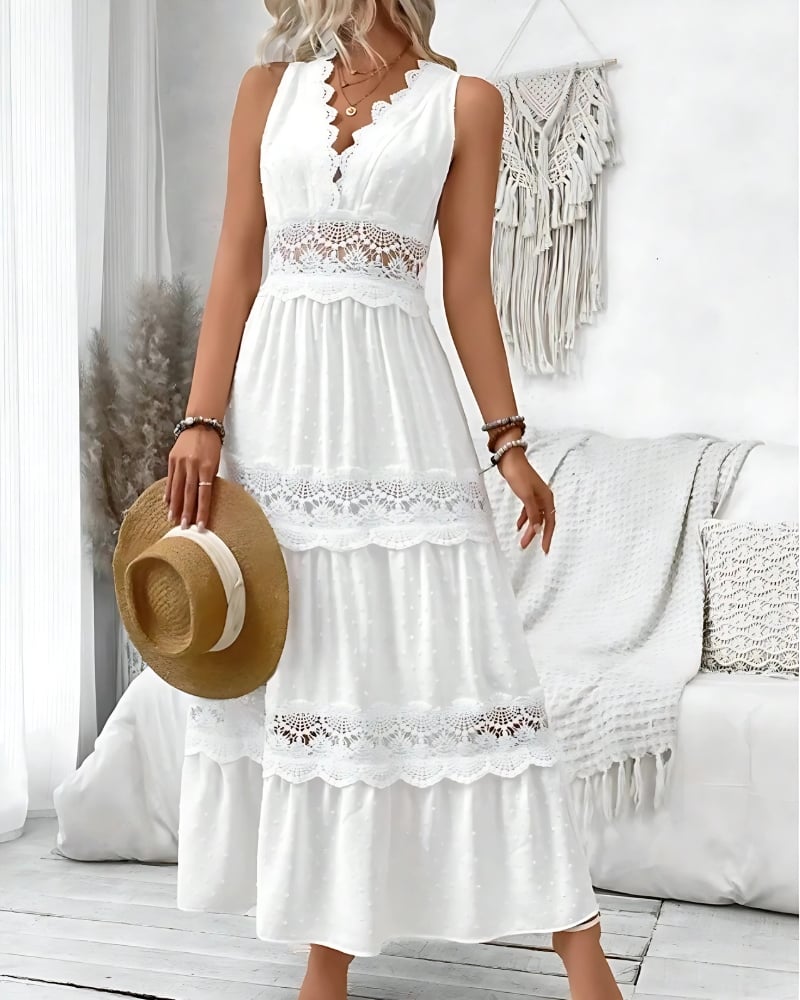 Tiered Maxi Dress White