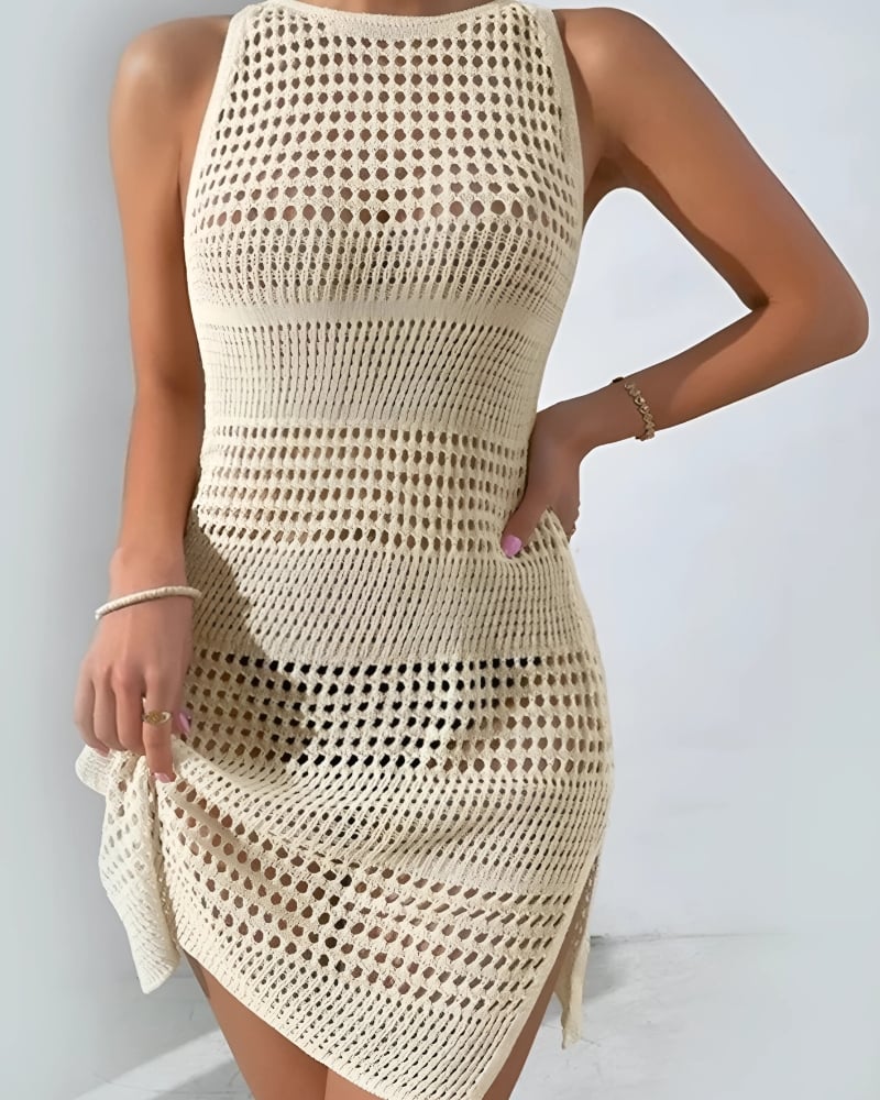 Beige Crochet Dress