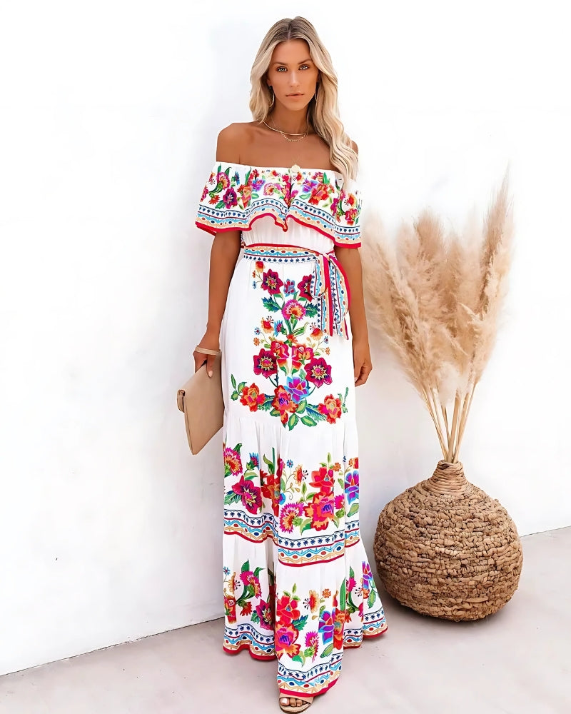 Tiered Ruffle Dress White