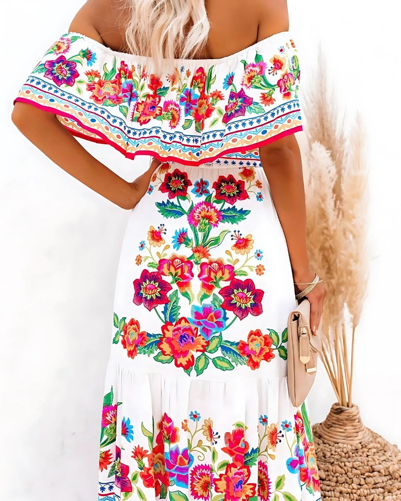 Tiered Ruffle Dress White