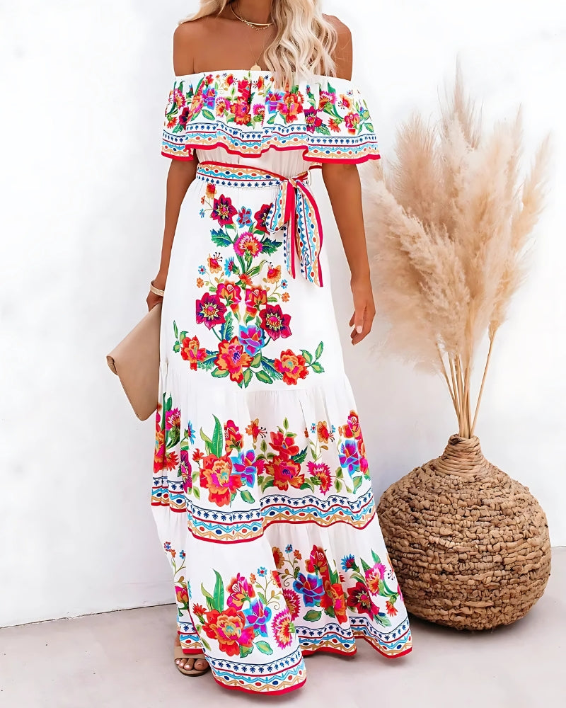 Tiered Ruffle Dress White