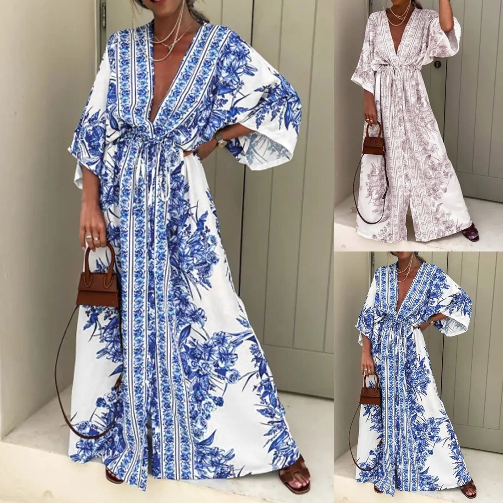 Brown Bell Sleeve Dress