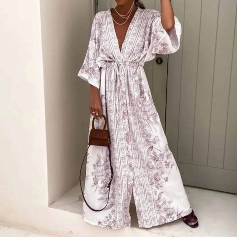 Brown Bell Sleeve Dress