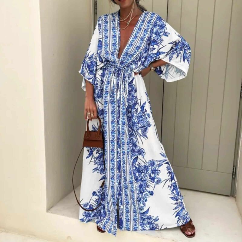 Brown Bell Sleeve Dress