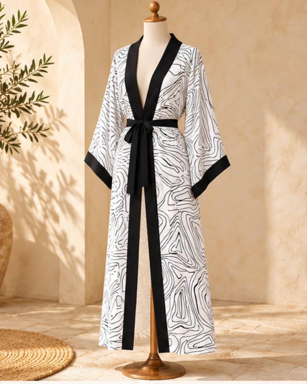 Belted Kimono - One Size variant, bohemian movement view in golden-hour light