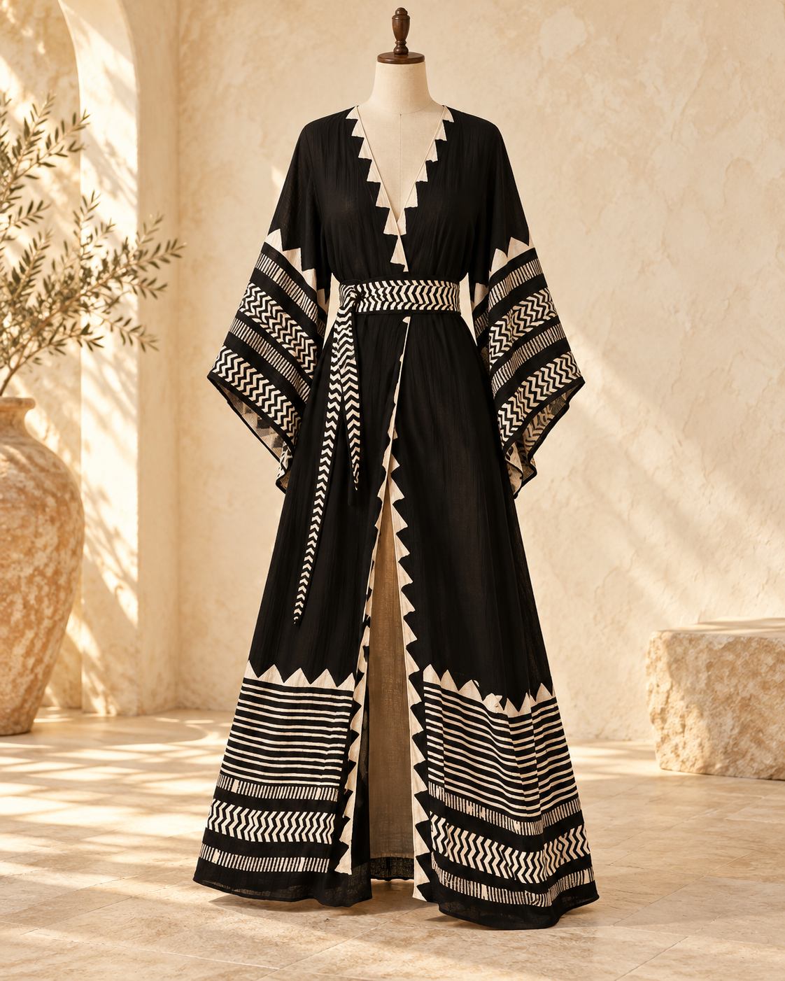 Black and White Dress Flowy - One Size variant, full-length hero view
