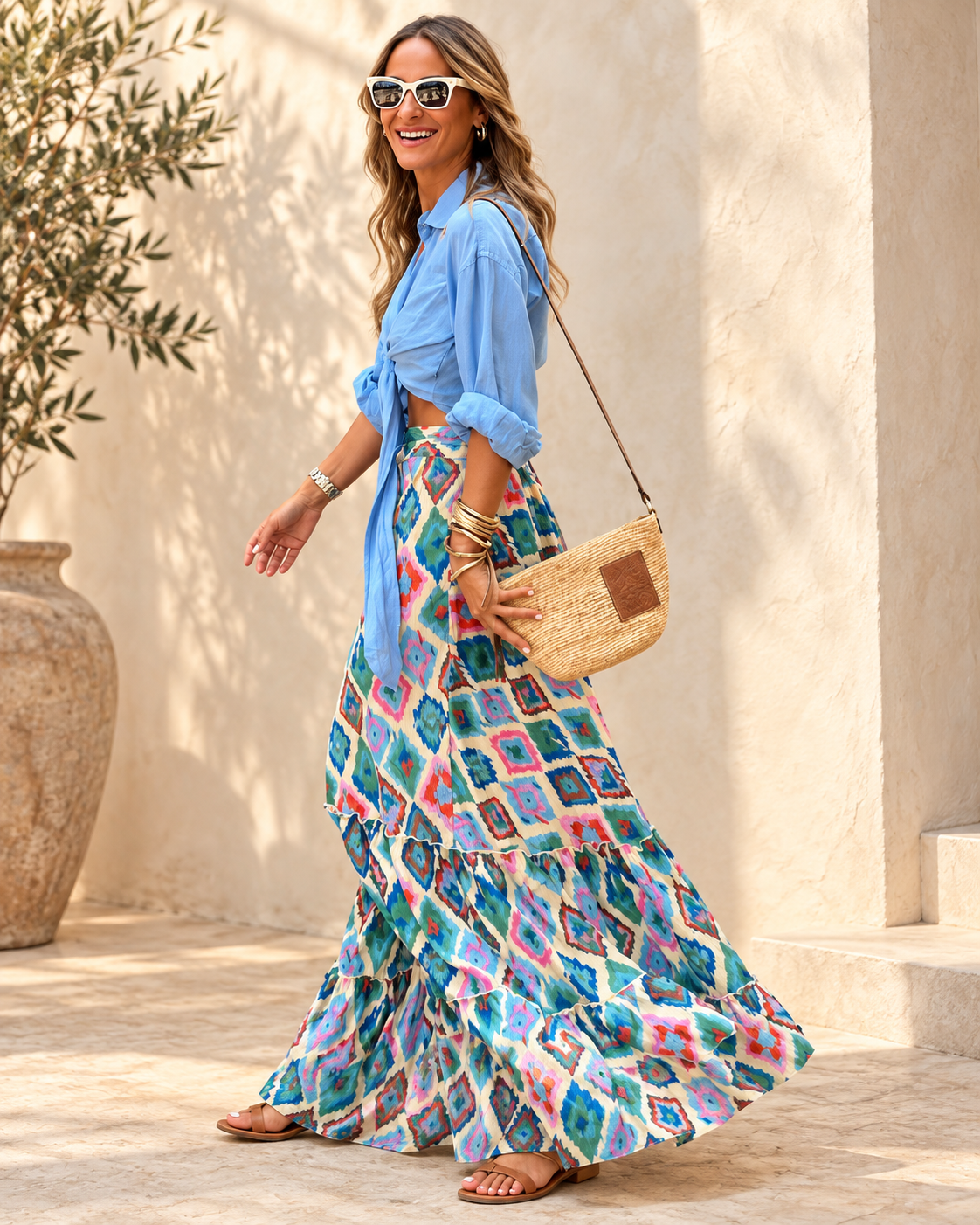 Boho Broomstick Skirt, full-length hero view