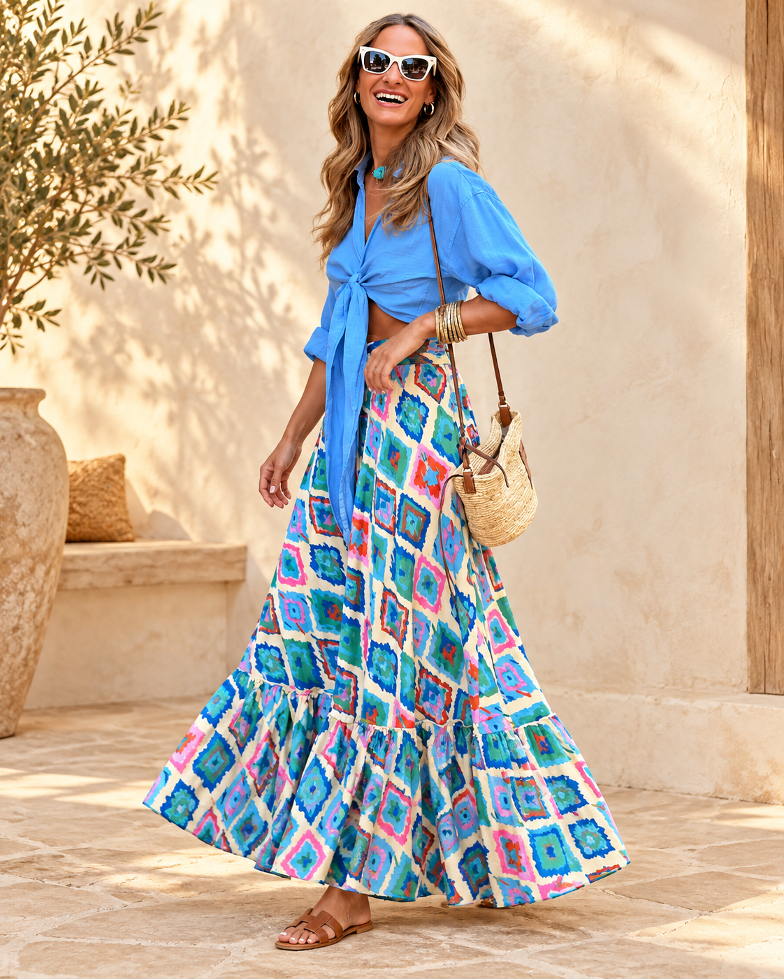 Boho Broomstick Skirt, full-length hero view