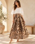 Boho Floral Maxi Skirt, full-length hero view