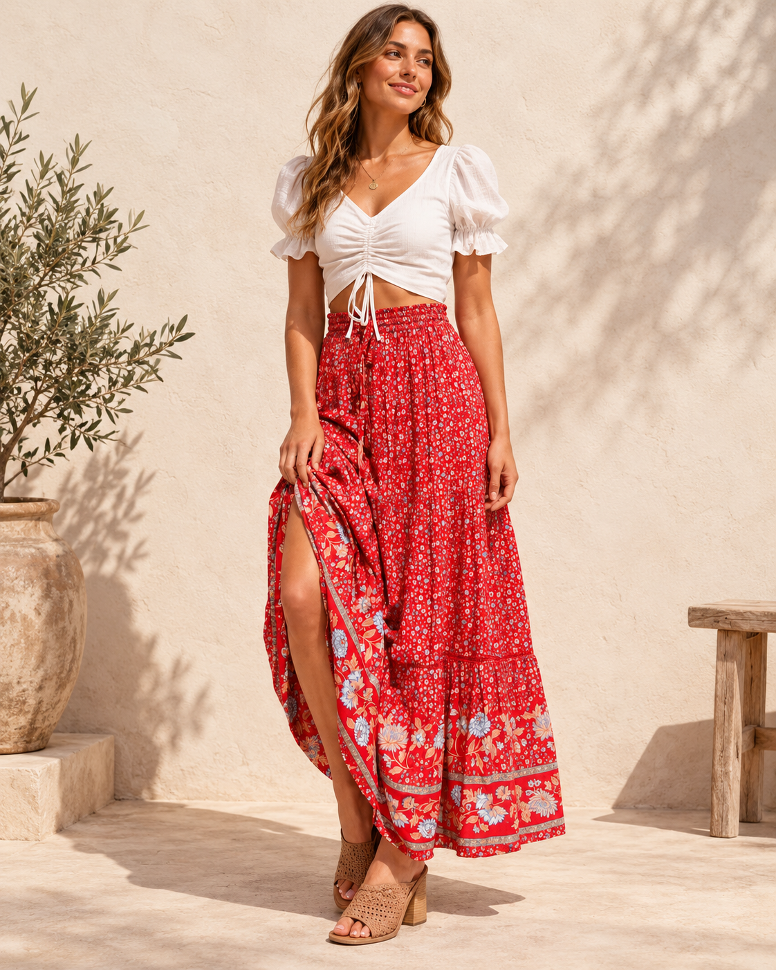 Boho Gauze Skirt - L variant, full-length hero view