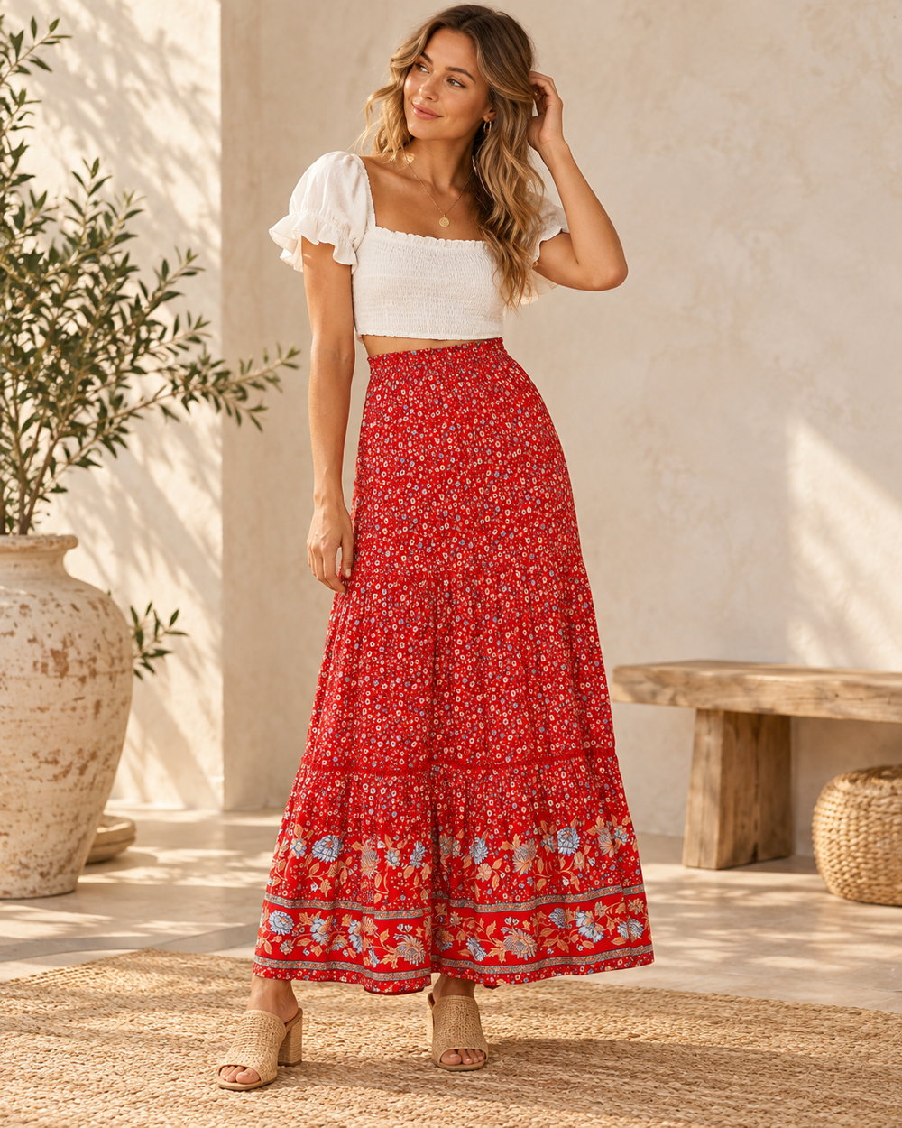 Boho Gauze Skirt, full-length hero view