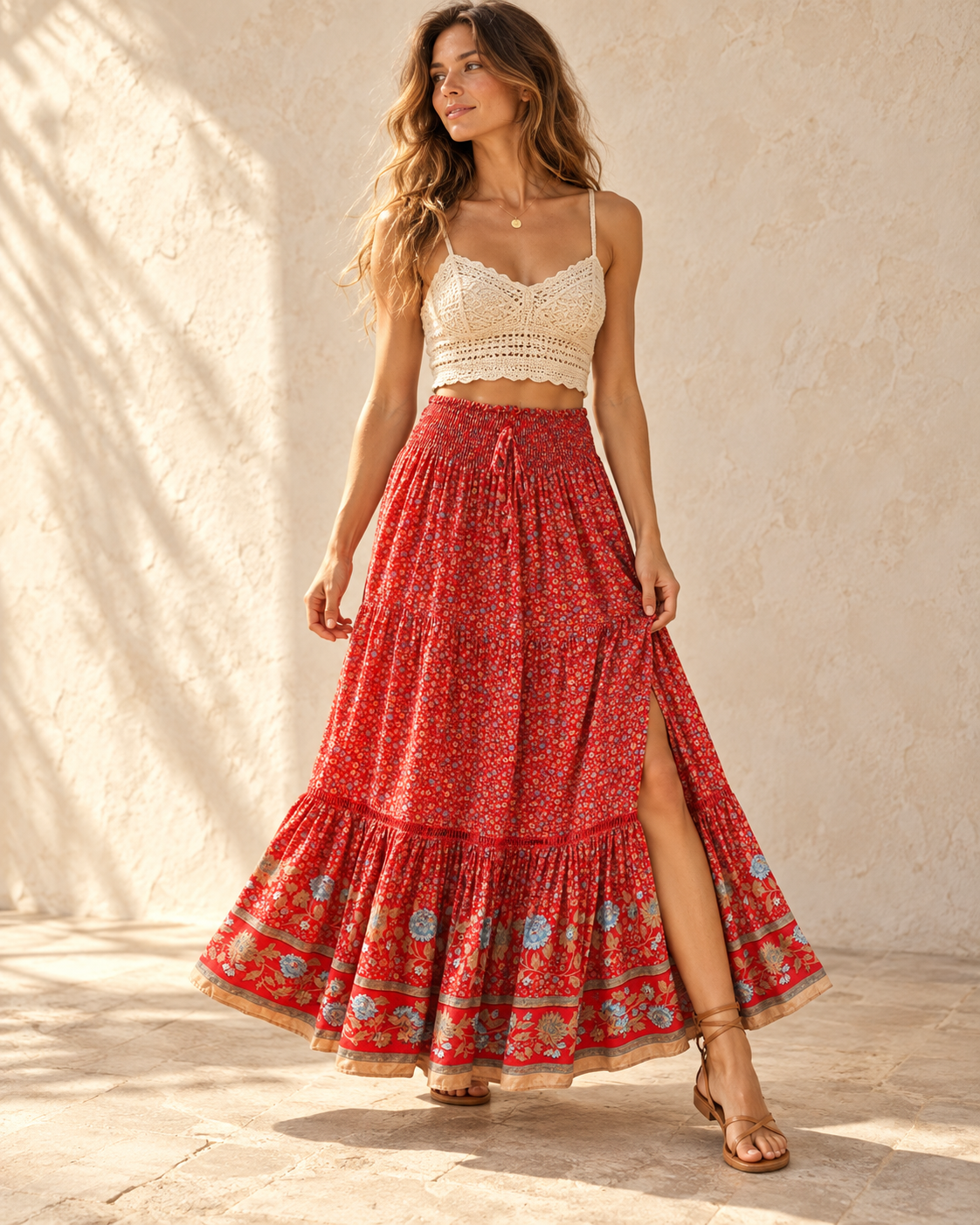 Boho Gauze Skirt, full-length hero view