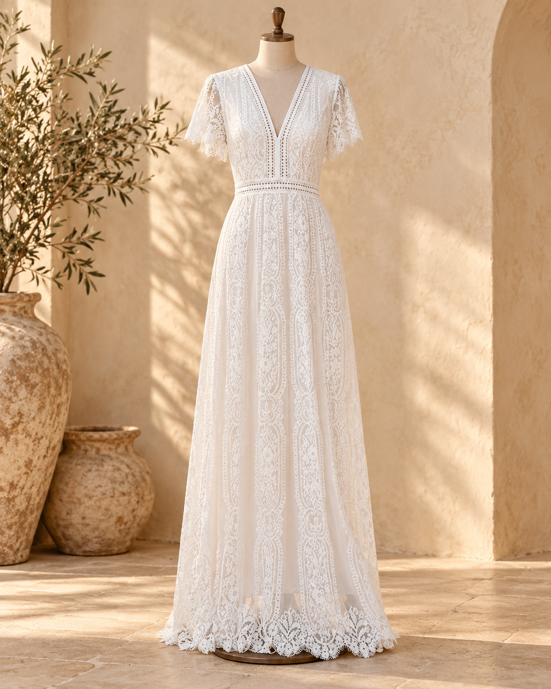 Boho Maternity Wedding Dress, full-length hero view