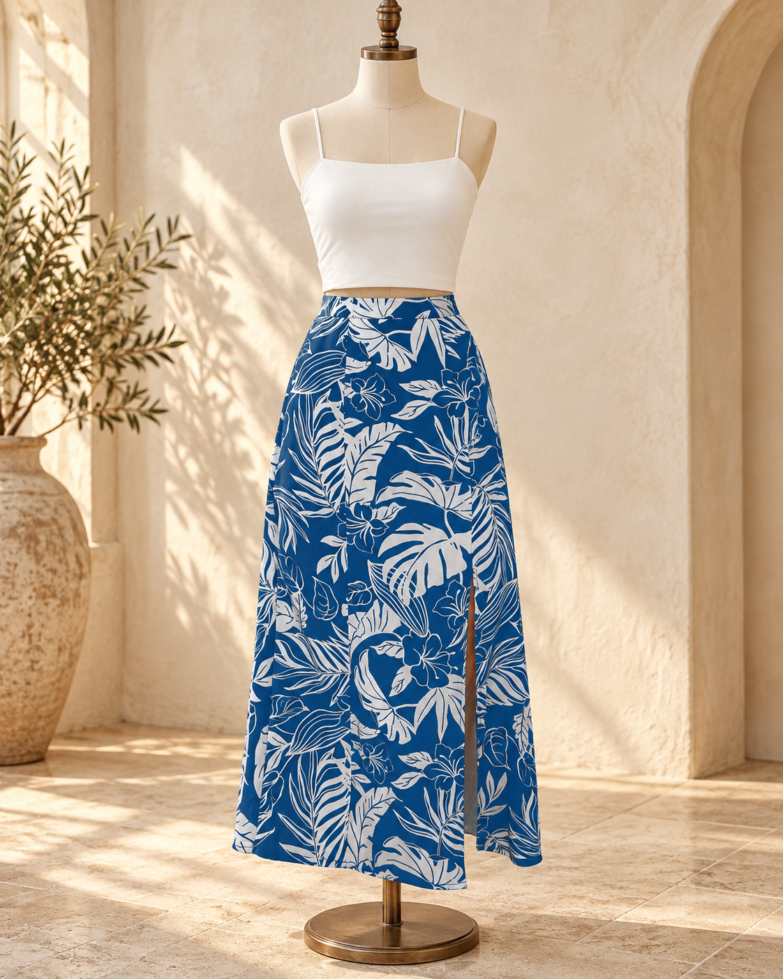 Boho Maxi Skirt with Slit, full-length hero view