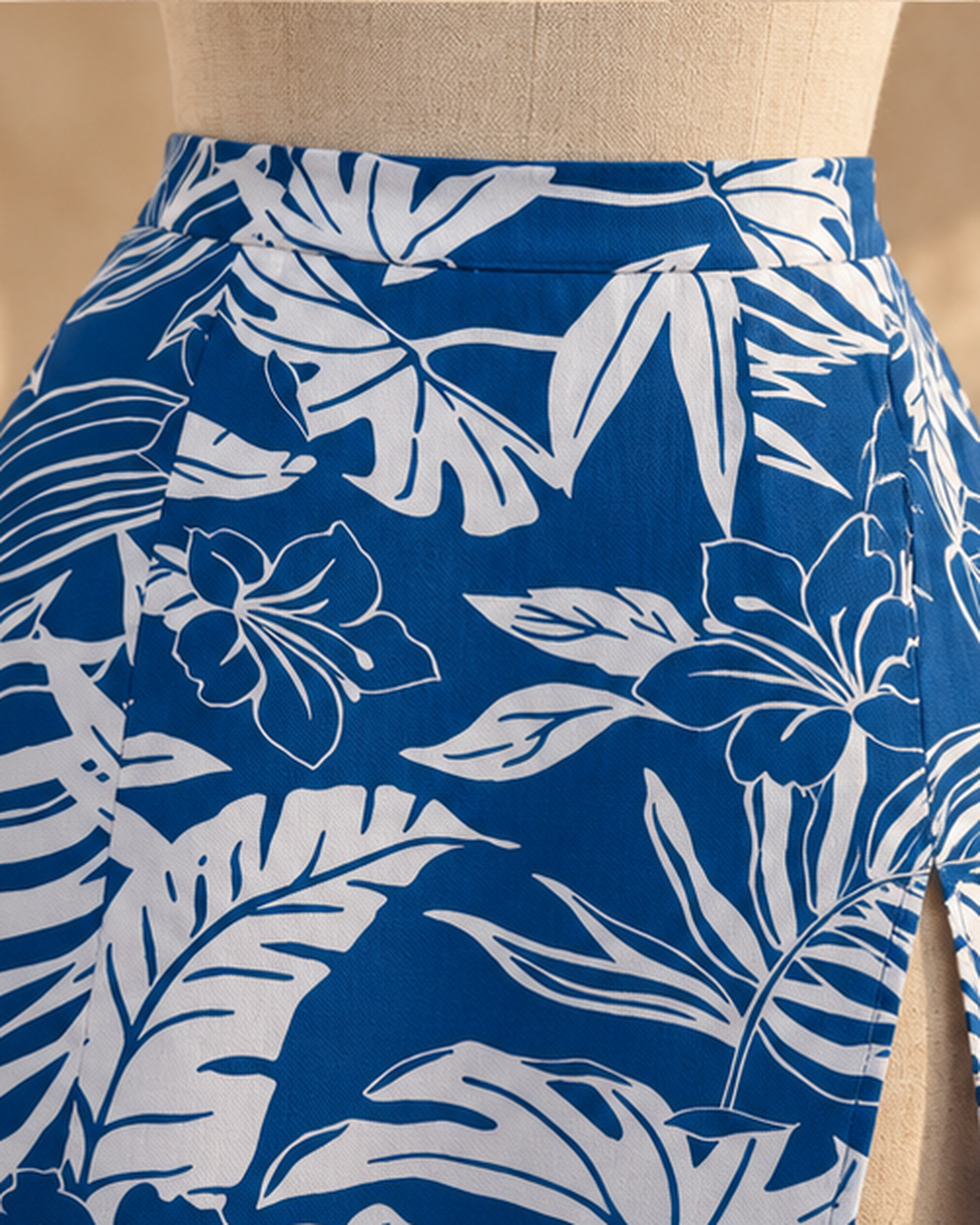 Boho Maxi Skirt with Slit, close-up of fabric and garment details