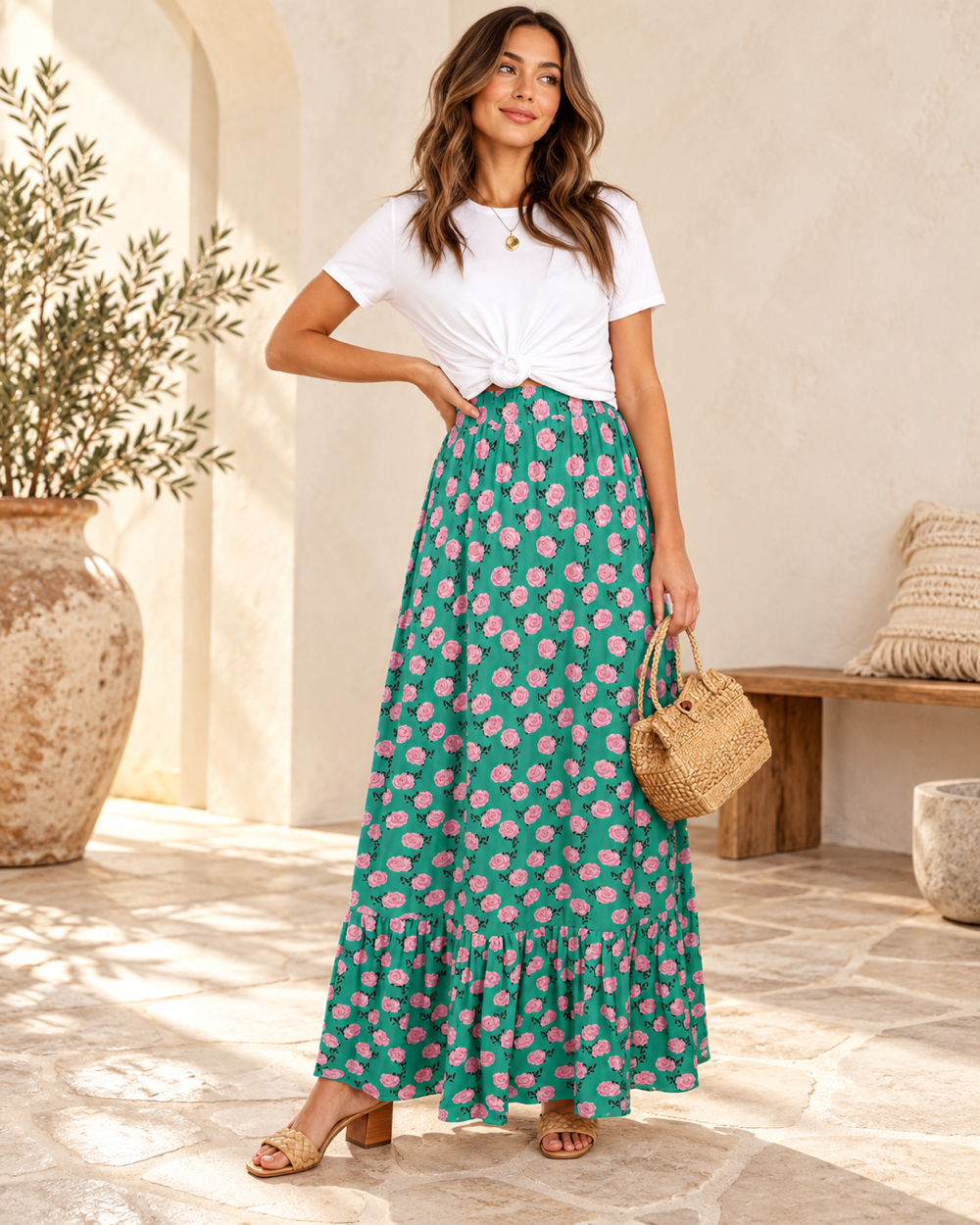 Boho Print Maxi Skirt - L variant, full-length hero view