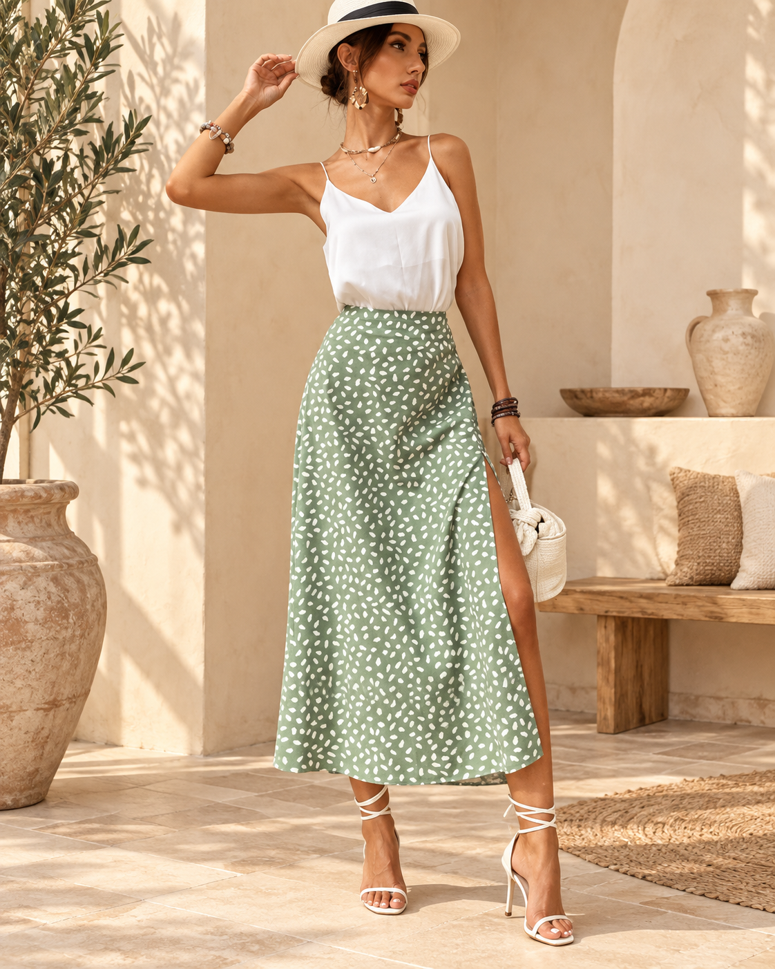 Boho Split Skirt, full-length hero view