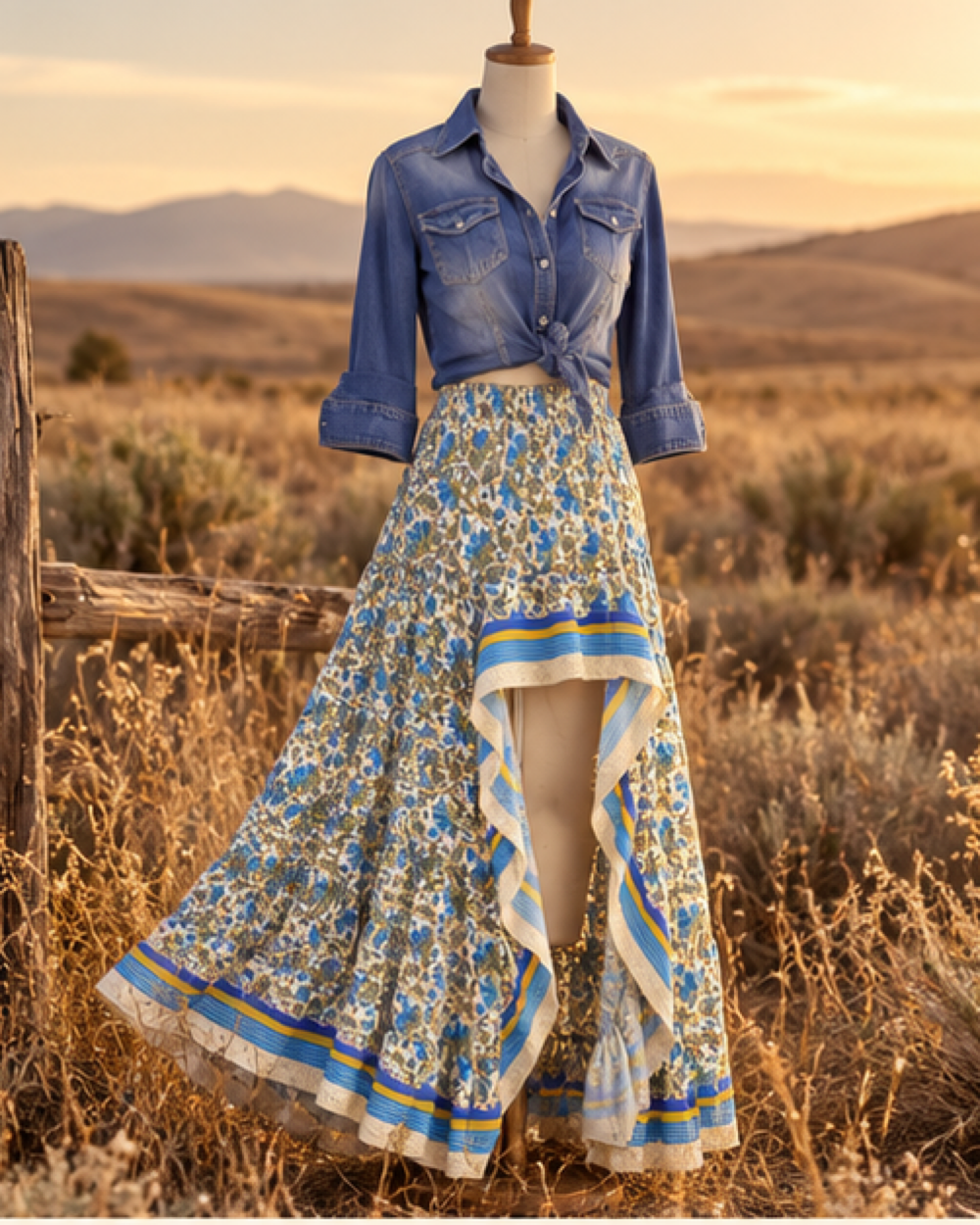 Boho Western Skirt, styled in a warm Mediterranean setting