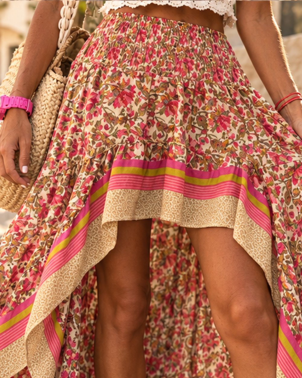 Boho Western Skirt - L variant, close-up of fabric and garment details