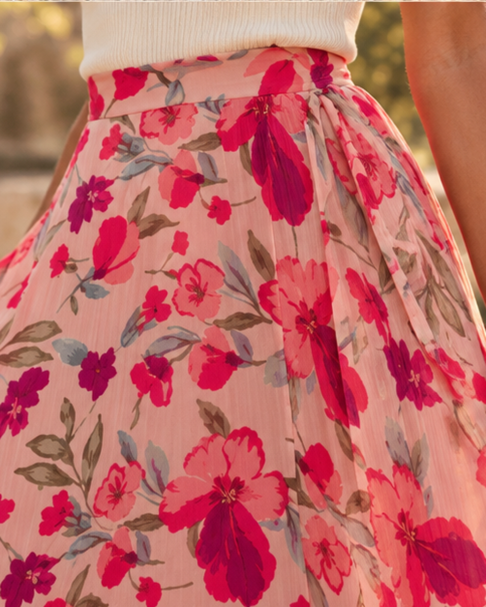 Boho Wrap Maxi Skirt - L variant, close-up of fabric and garment details