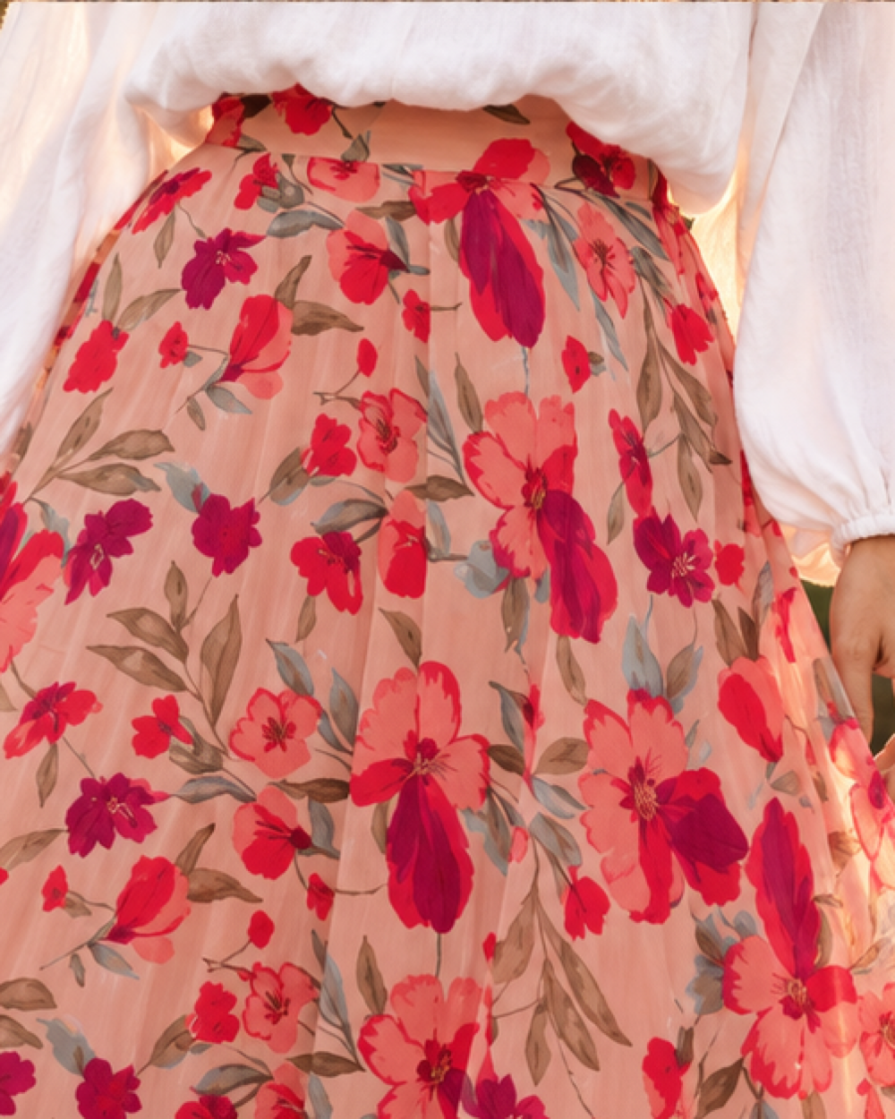 Boho Wrap Maxi Skirt, close-up of fabric and garment details