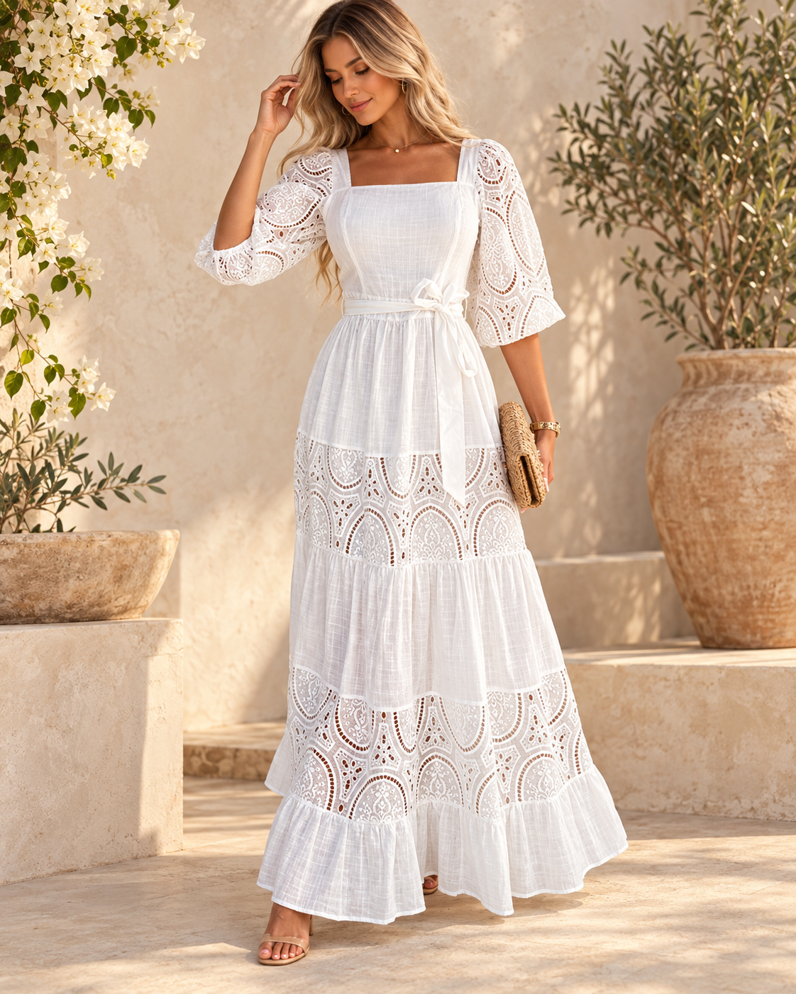 Eyelet Lace Dress, full-length hero view