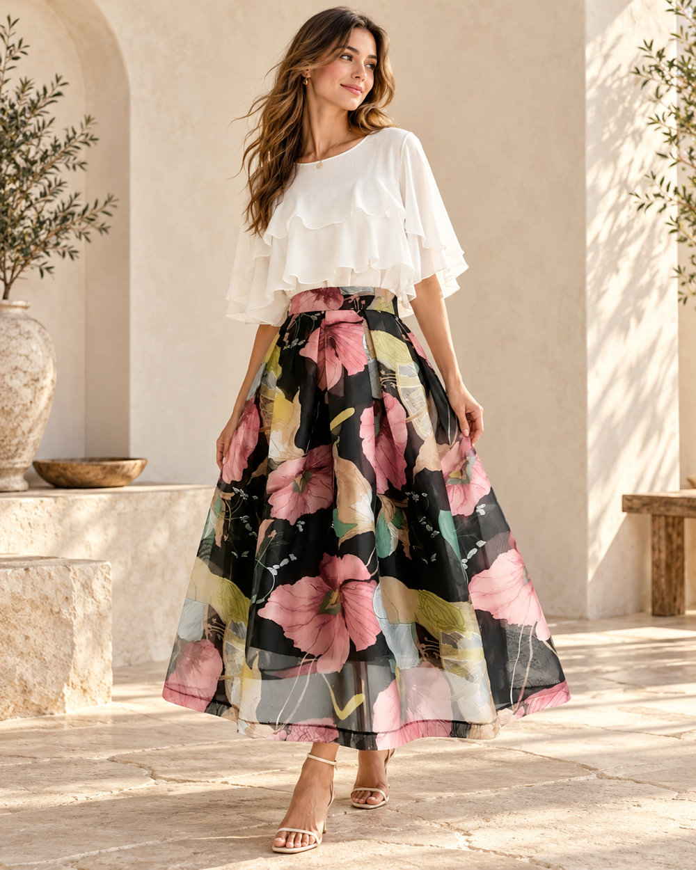 Flowy Boho Skirt, full-length hero view