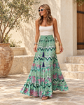 Green Boho Maxi Skirt, full-length hero view