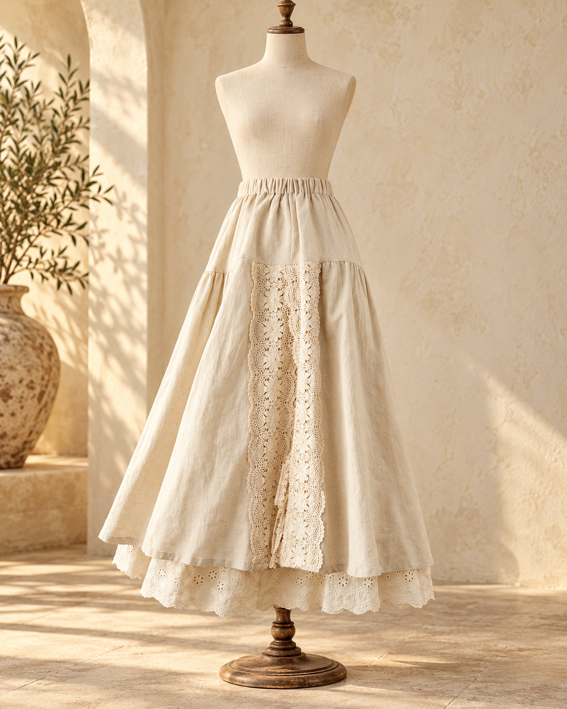 Lace Boho Maxi Skirt, full-length hero view