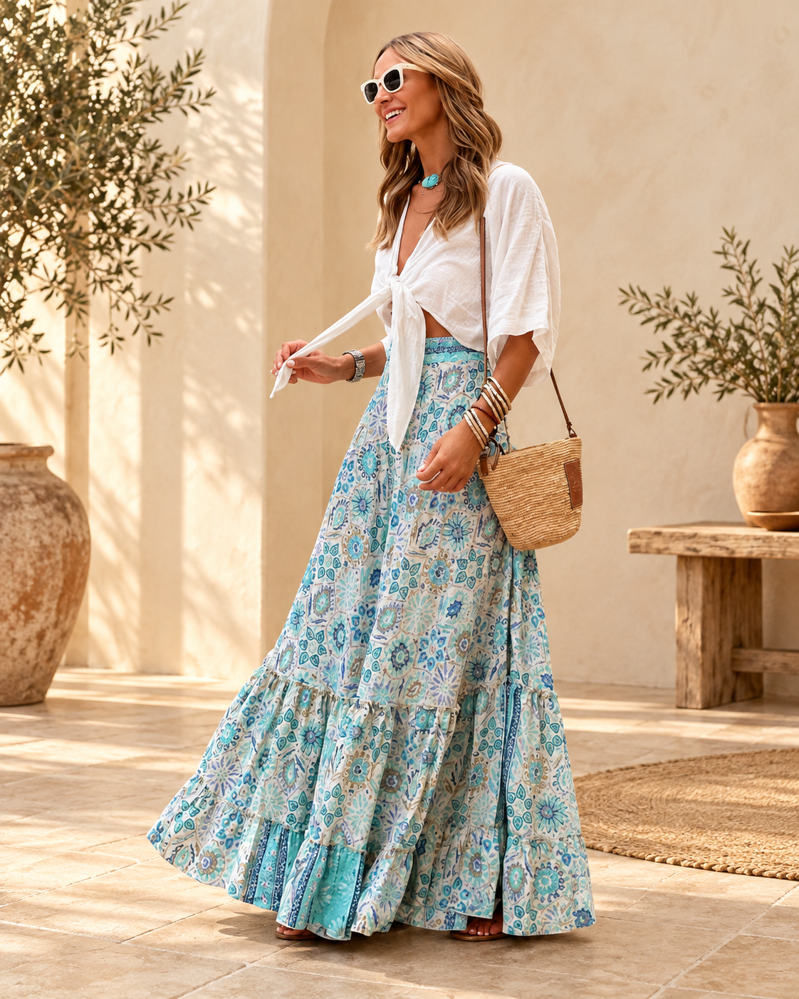 Layered Winter Boho Skirt, full-length hero view