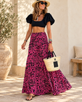 Pink Boho Maxi Skirt, full-length hero view