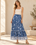 Summer Layered Boho Skirt, full-length hero view