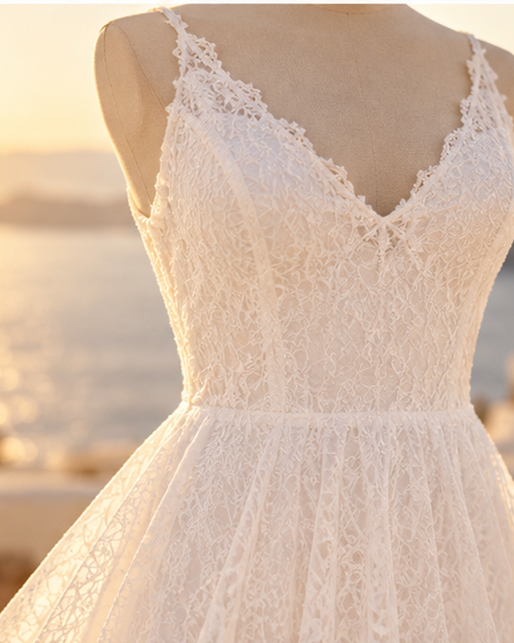Wedding Gown Flowy, close-up of fabric and garment details