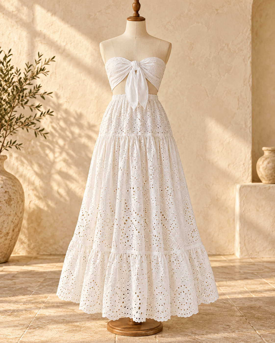 White Tiered Boho Maxi Skirt - One Size variant, full-length hero view