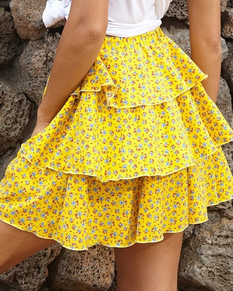 Boho Ruffle Mini Skirt