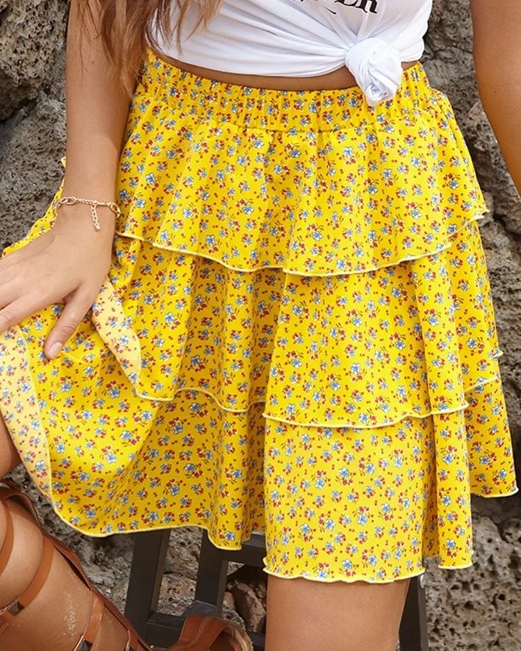 Boho Ruffle Mini Skirt