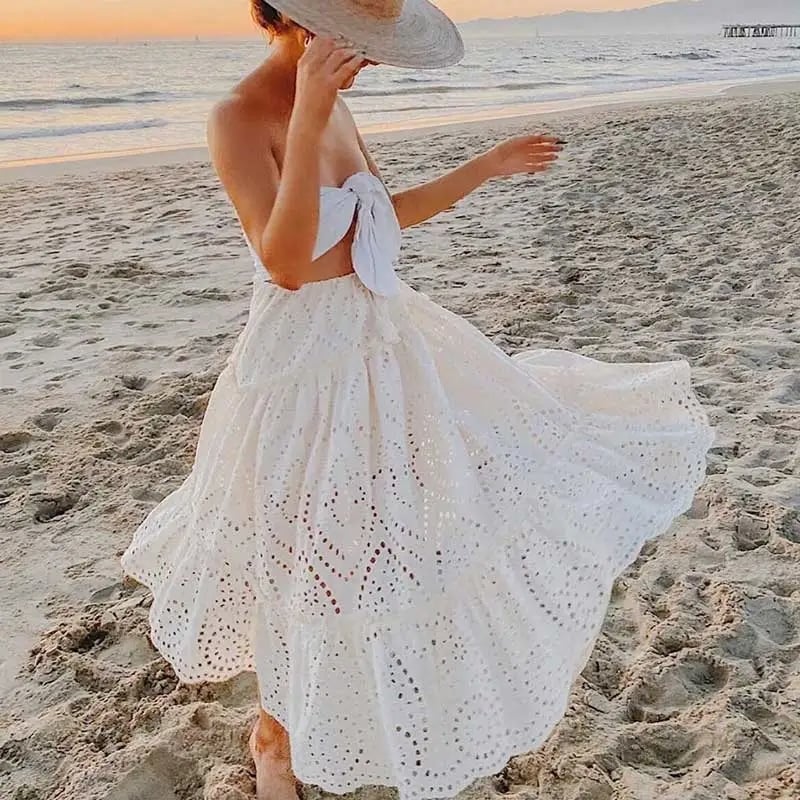 White Cotton Boho Skirt