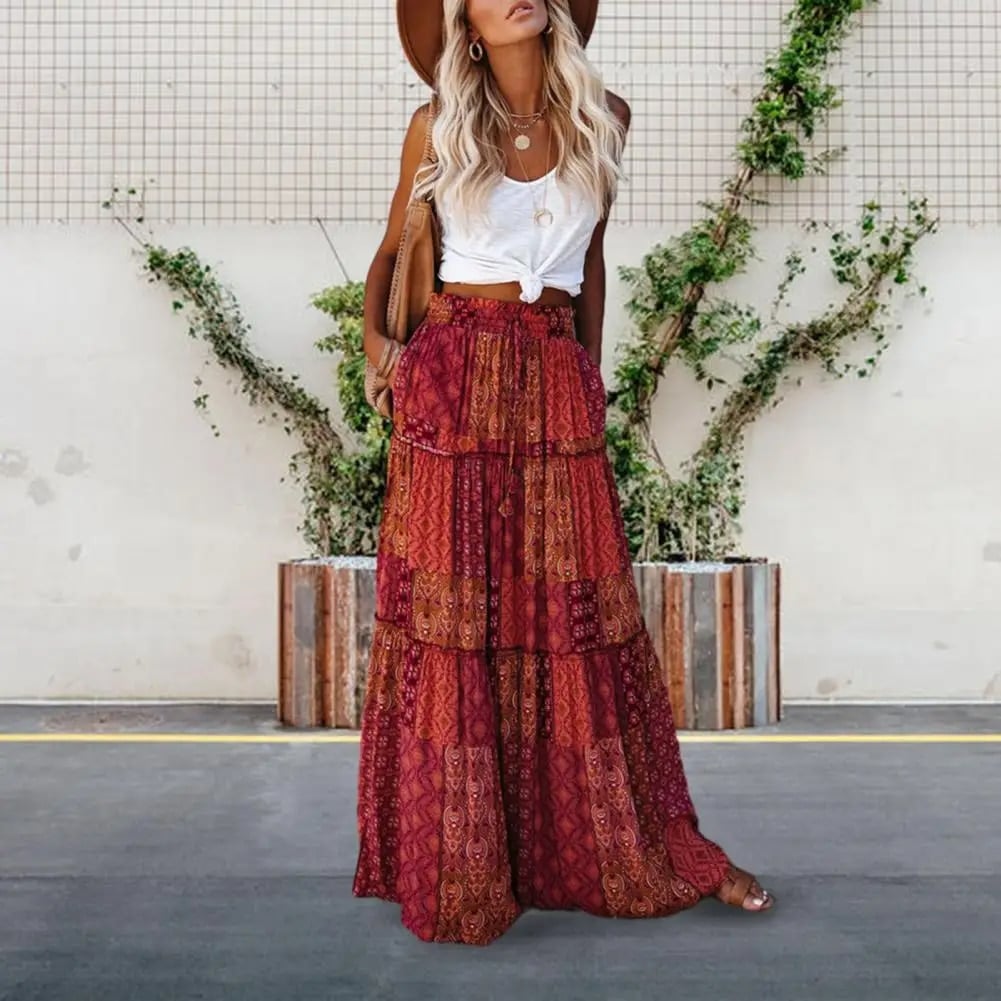 Boho Tiered Broomstick Skirt