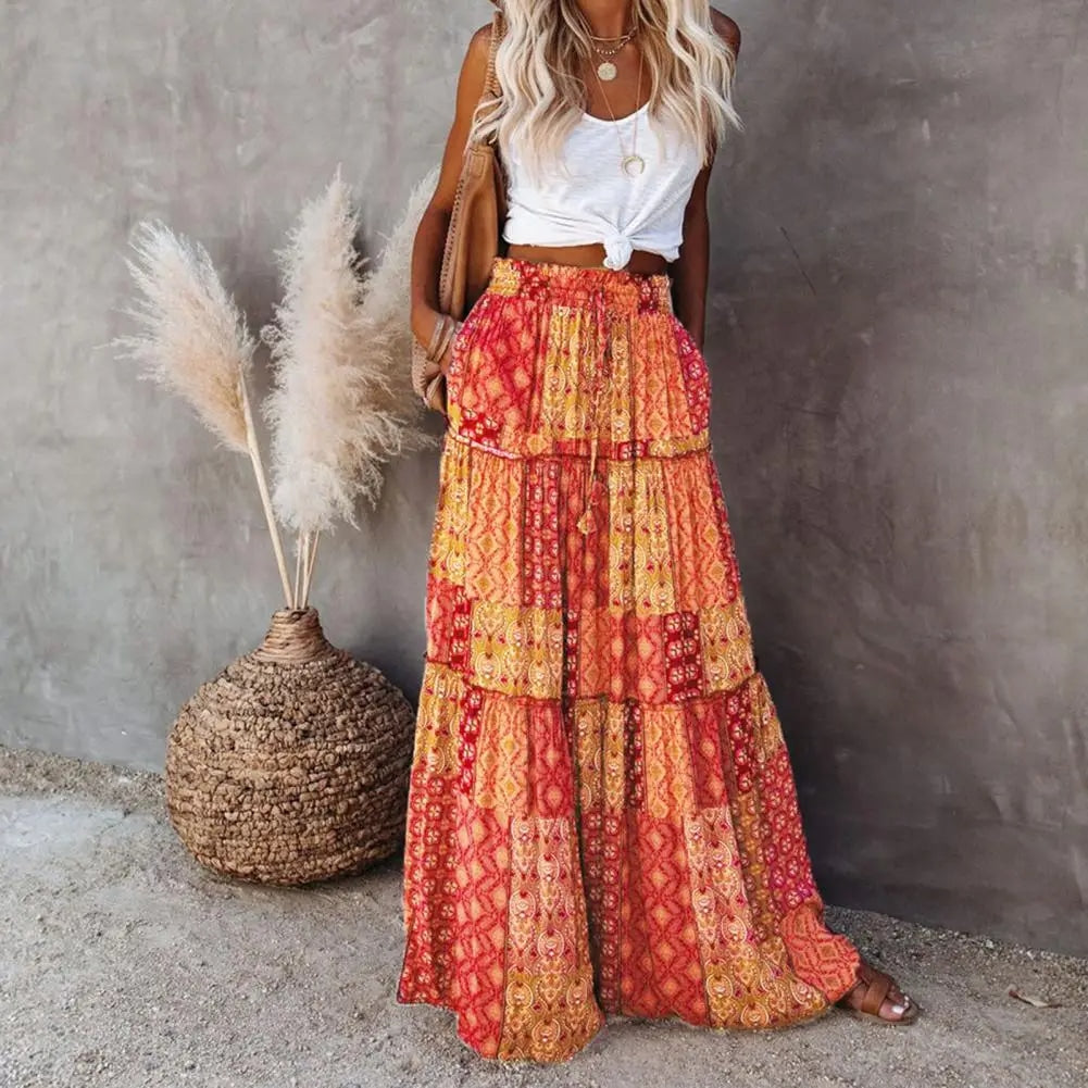 Boho Tiered Broomstick Skirt