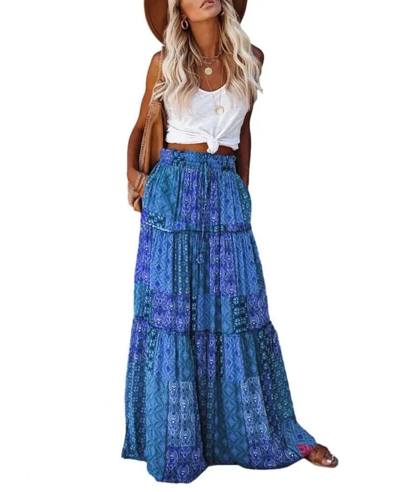 Boho Tiered Broomstick Skirt
