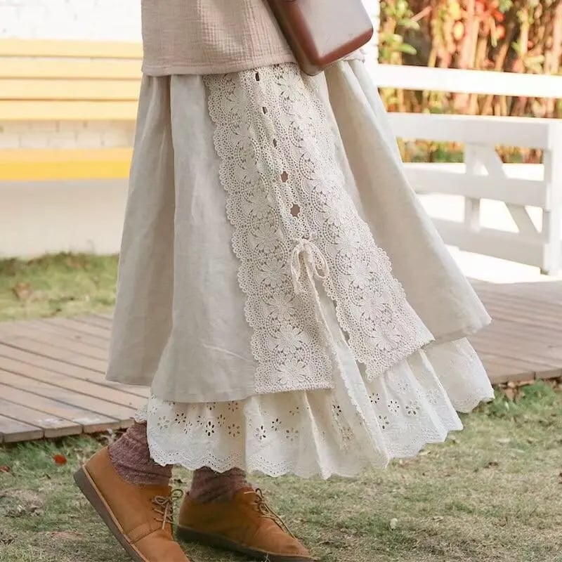 Lace Boho Maxi Skirt